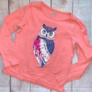 Girls Crazy 8 Size M 7-8 Long Sleeve Owl Top